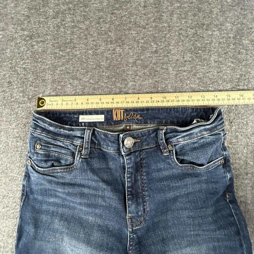 Kut from the Kloth Katy Ankle Jeans Womens Sz 4 28x26 Straight Leg Dark Wash - Picture 11 of 15